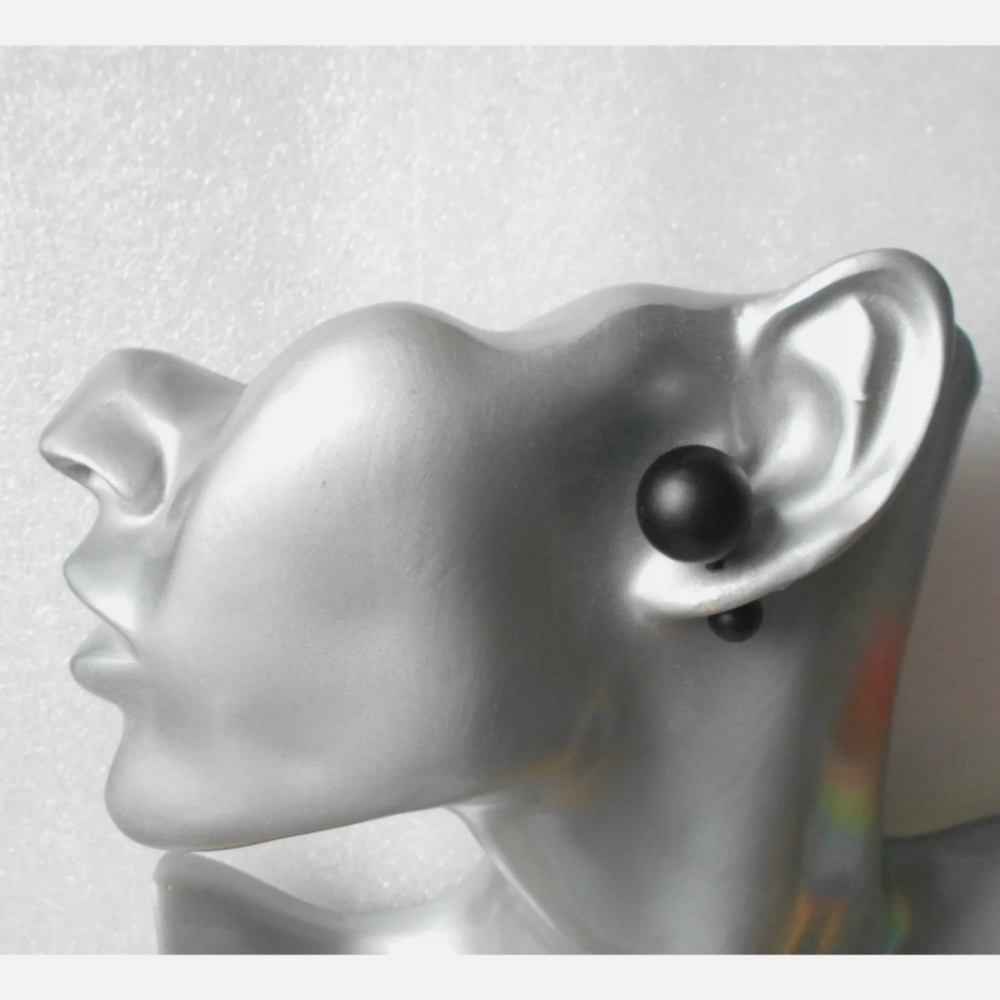Large Oversized Double Ball Satin Matte Light Yellow Shell Pearl Stud Earrings - Picture 13 of 16